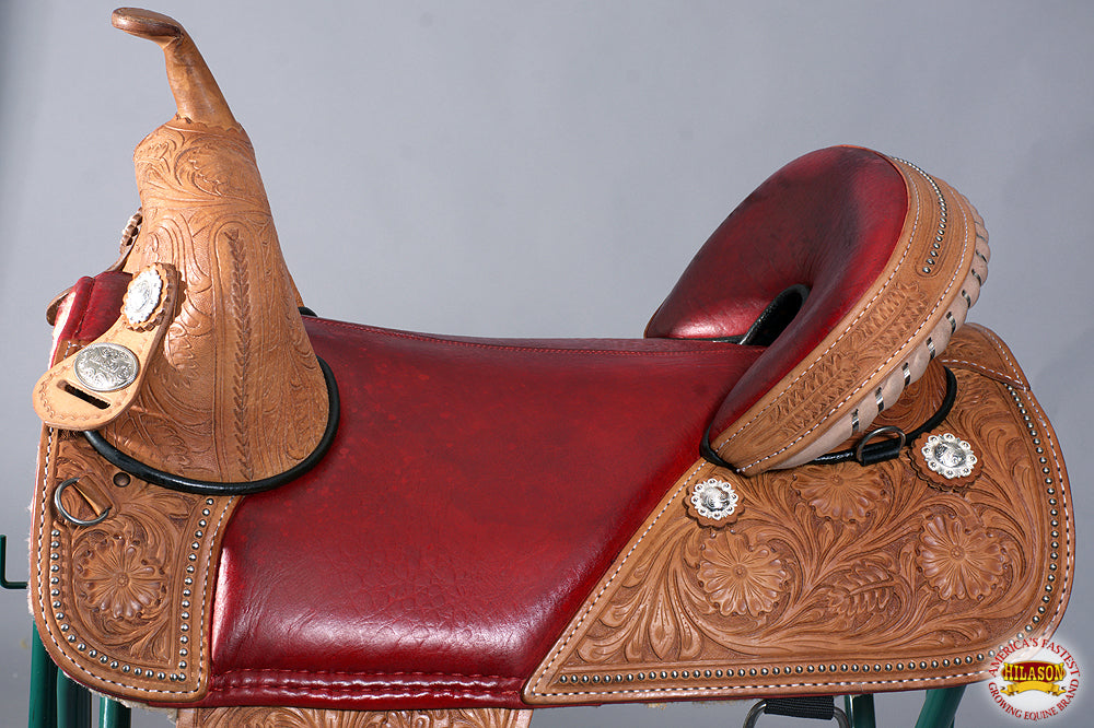 Hilason Western Horse Treeless Trail Barrel American Leather Saddle