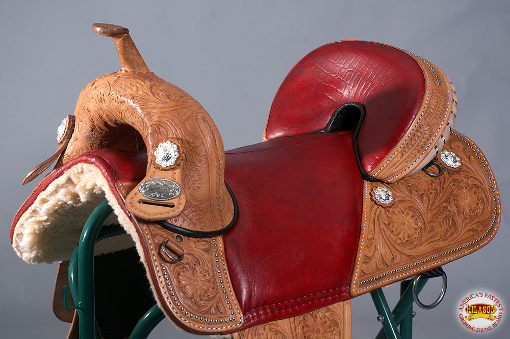 Hilason Western Horse Treeless Trail Barrel American Leather Saddle