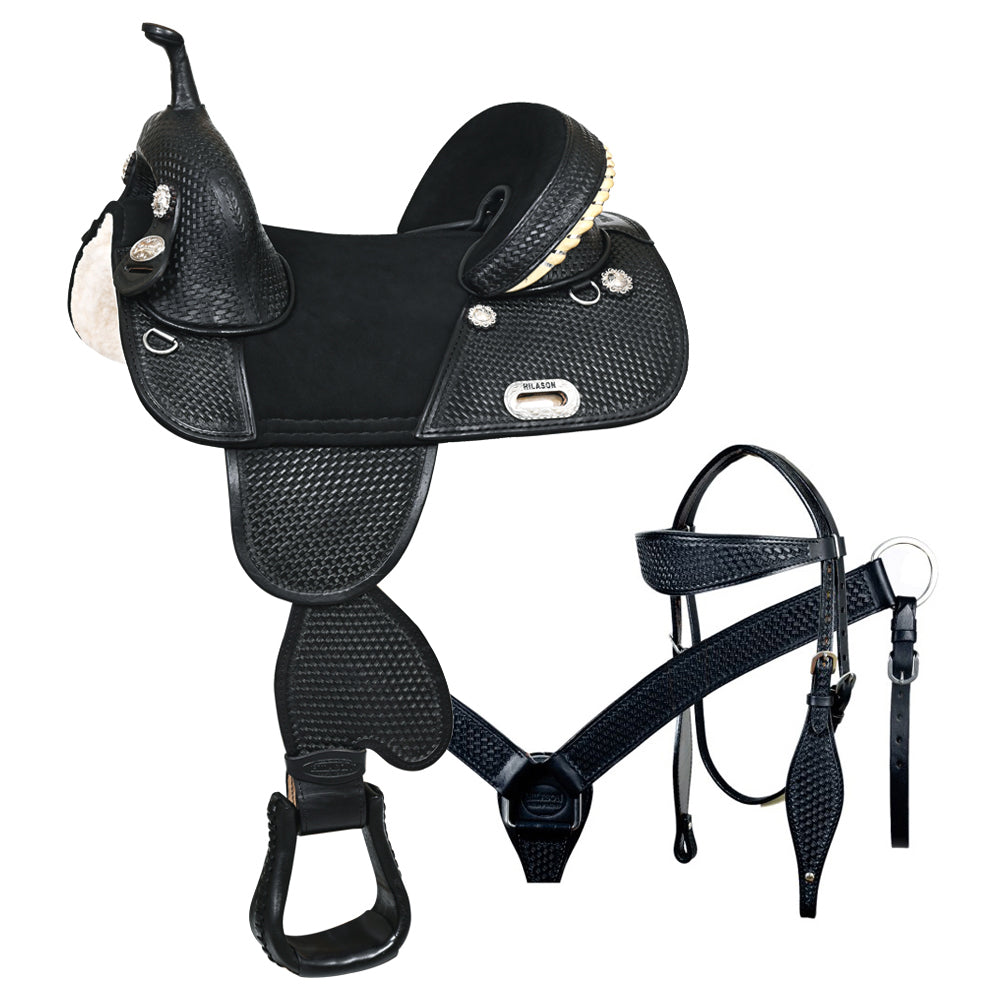 Western Horse Saddle Hilason Treeless American Leather Trail Barrel Tack