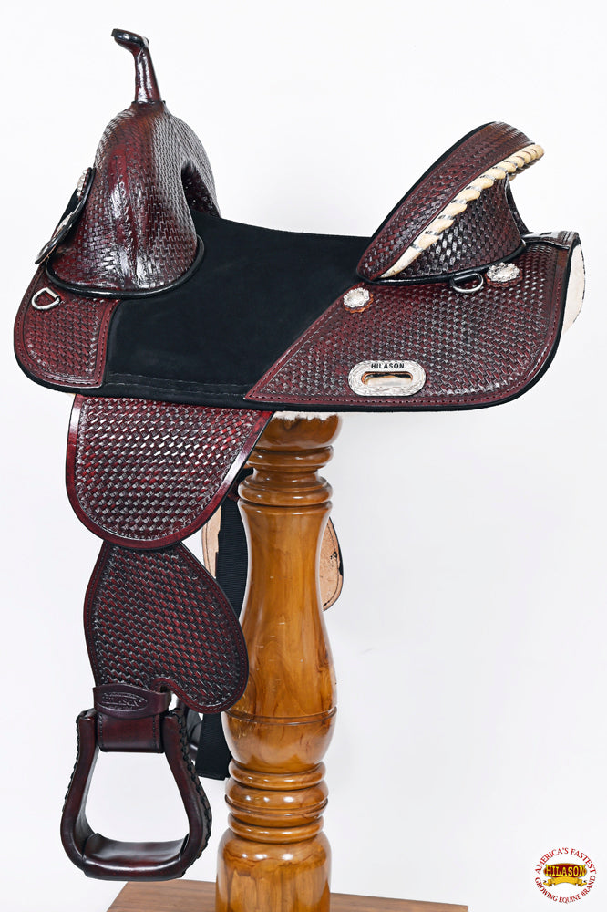 Western Horse Saddle Hilason Treeless Genuine American Leather Trail Tack