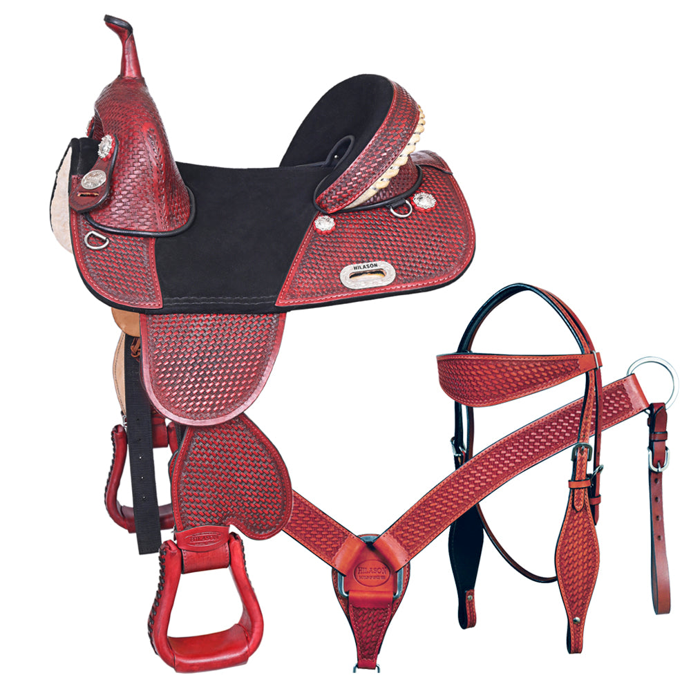 Western Horse Saddle Hilason Treeless American Leather Trail Barrel Tack