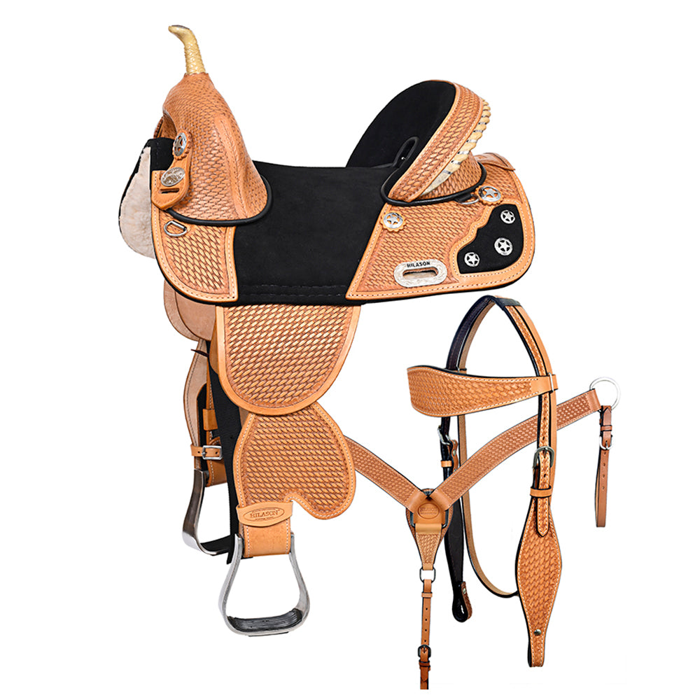 Hilason Western Horse Saddle Treeless American Leather Trail Barrel Tack