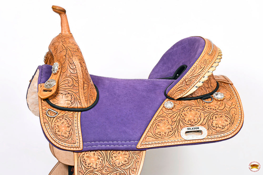 HILASON Western Horse American Leather Saddle Treeless Trail Barrel Tan With Tack Set