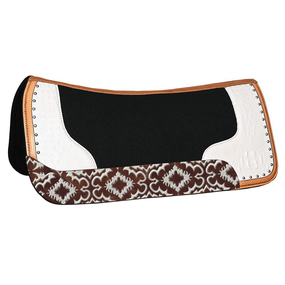 HILASON Western Wool Felt Horse Saddle Pad W/ Distressed Wear Leather | for Horses