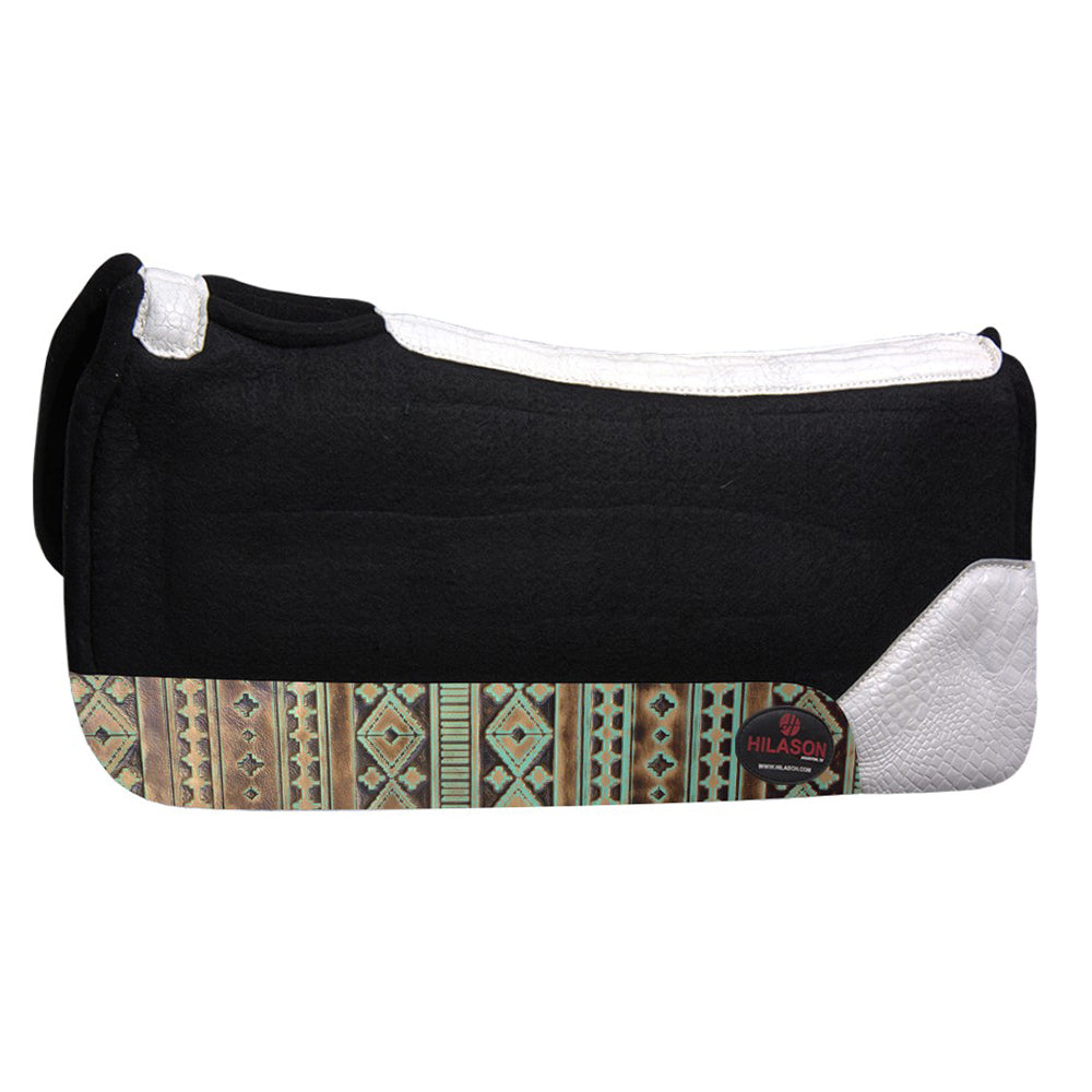 HILASON Western Wool Felt Horse Saddle Pad W/ Distressed Wear Leather | for Horses