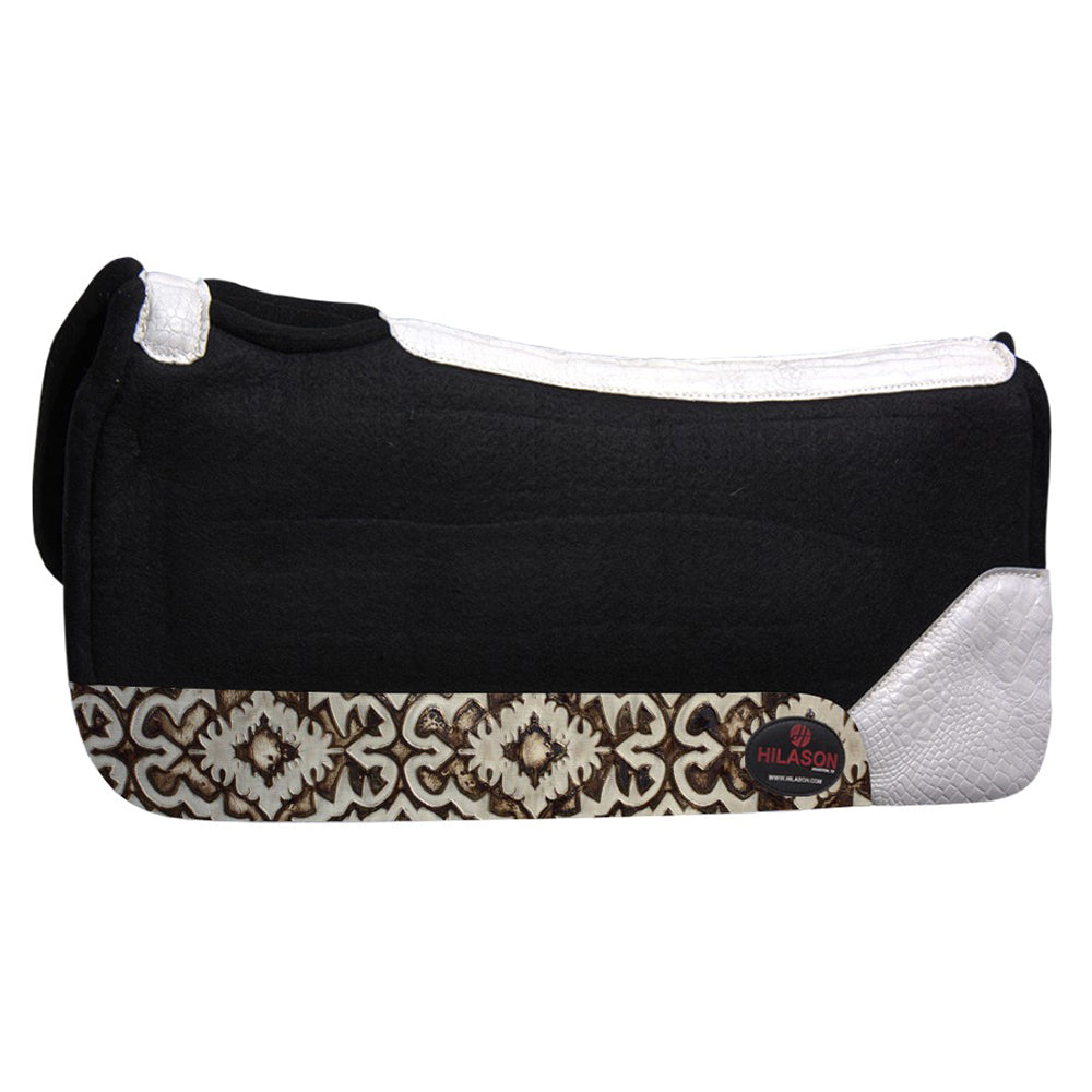 HILASON Western Wool Felt Horse Saddle Pad W/ Distressed Wear Leather | for Horses