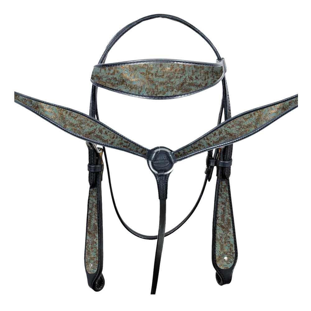 HILASON Western Horse Leather Headstall &amp; Breast Collar Tack Set