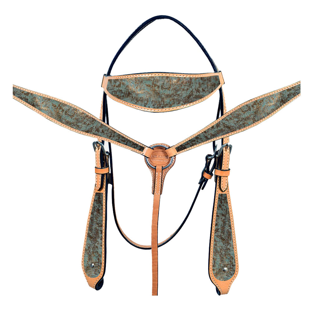 HILASON Western Horse Leather Headstall &amp; Breast Collar Tack Set