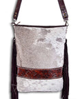 American Darling Messenger Hand Tooled Hair On Genuine Leather Women Bag Western Handbag Purse