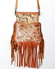 American Darling ADBGS117TAWFRNG Large Crossbody Hair On Genuine Leather Women Bag Western Handbag Purse