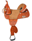 HILASON Treeless Horse Western Trail Barrel Racing American Leather Saddle With Tack Set