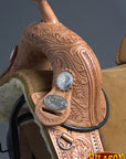 HILASON Treeless Western Trail Barrel Racing American Leather Saddle With Tack Set