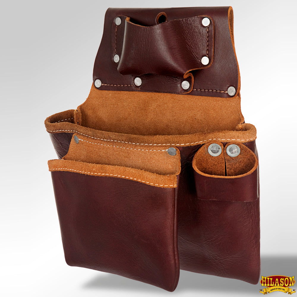 HILASON Leather Tool Bag Construction Handyman Farmers Organizer Storage Bags For Men Electrician Tools Home &amp; Wood Work