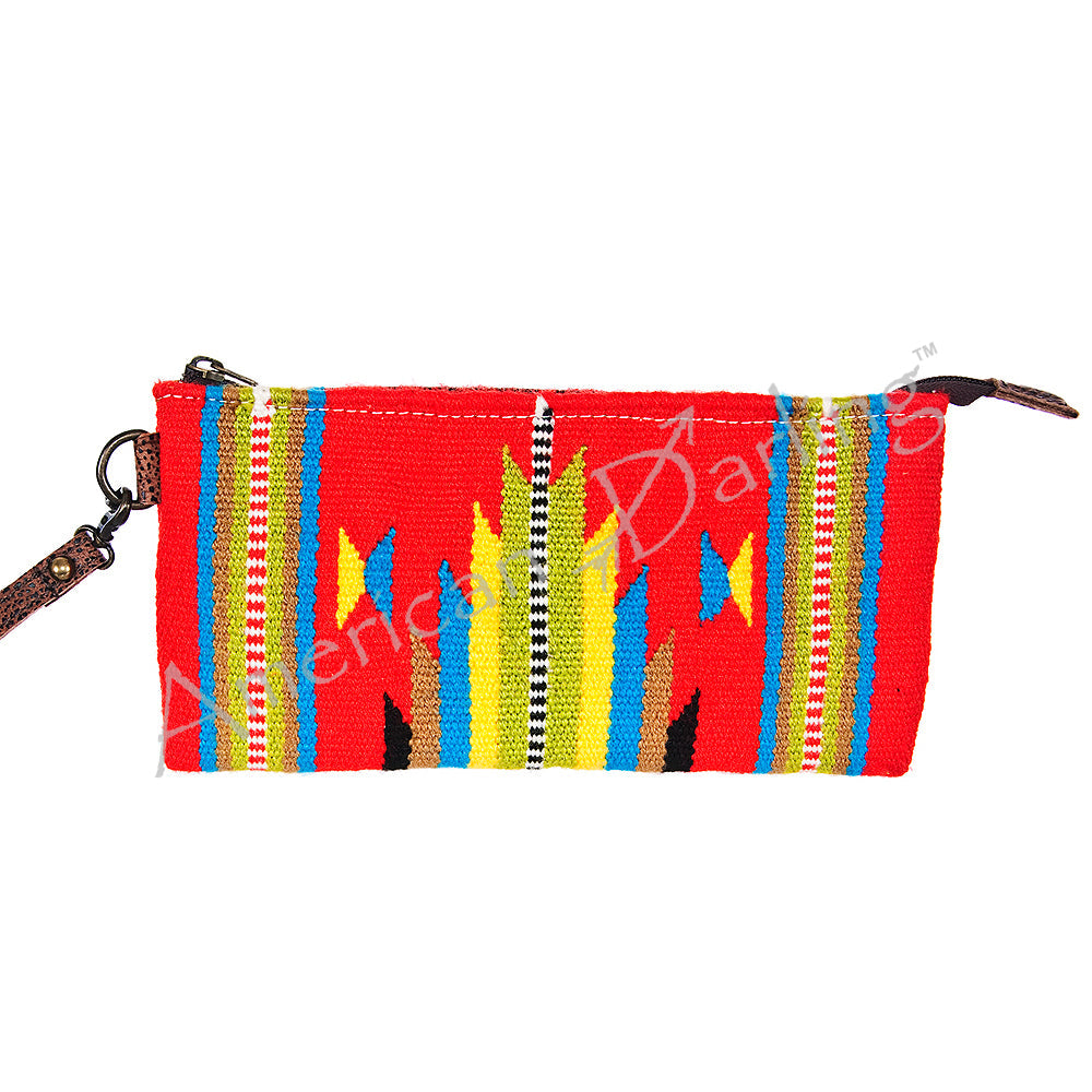 American Darling ADBG344DAR3 Wristlet Saddle Blanket Genuine Leather Women Bag Western Handbag Purse