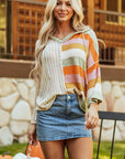 Harper Oversized Colorblock V Neck Hooded Sweater