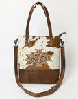 American Darling ADBG330BRWBR Tote Hair-On Genuine Leather Women Bag Western Handbag Purse