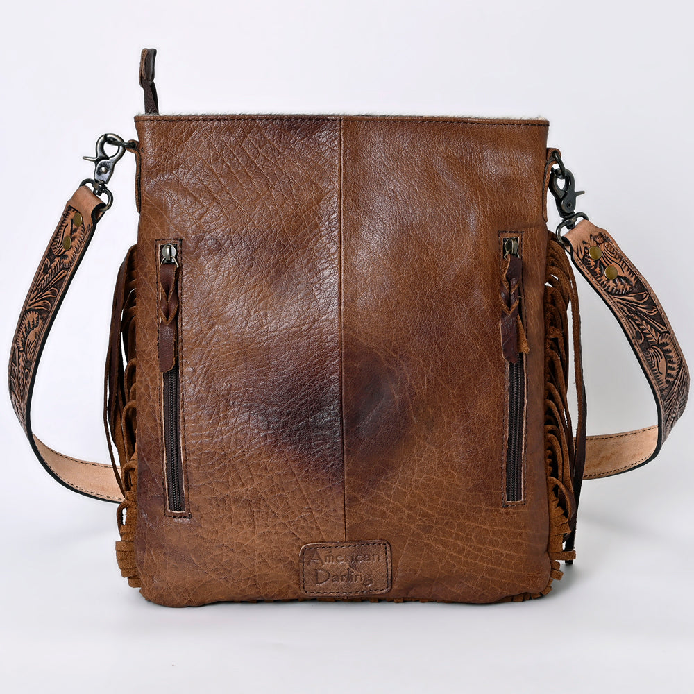 ADBGS192BRAHBR American Darling Hand Tooled Hair On Genuine Leather Women Bag Western Handbag Purse