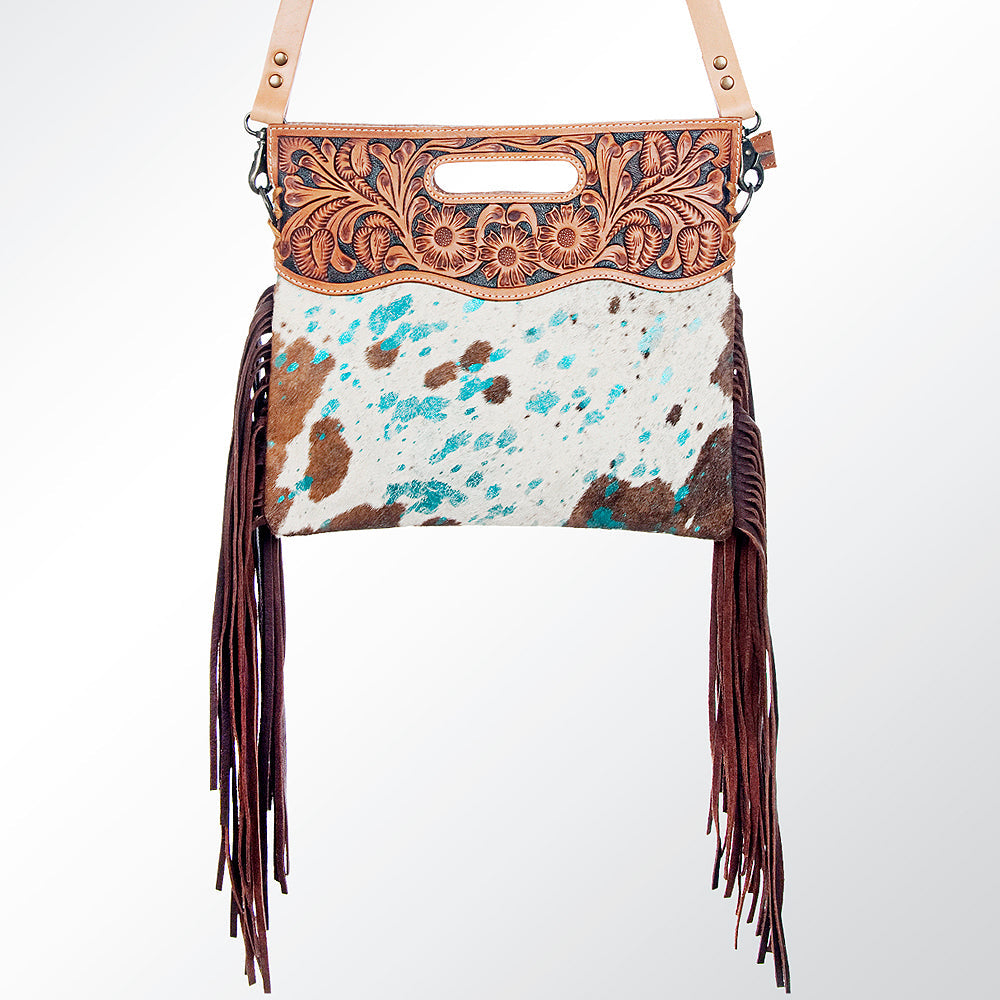 American Darling Clutch Hand Tooled Saddle Blanket Fabric Genuine Leather Western Women Bag Handbag Purse | Purses for Cute