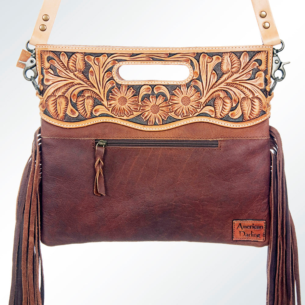 American Darling Clutch Hand Tooled Saddle Blanket Fabric Genuine Leather Western Women Bag Handbag Purse | Purses for Cute