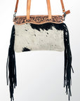 ADBGS124BKW American Darling Hand Tooled Hair On Genuine Leather Women Bag Western Handbag Purse