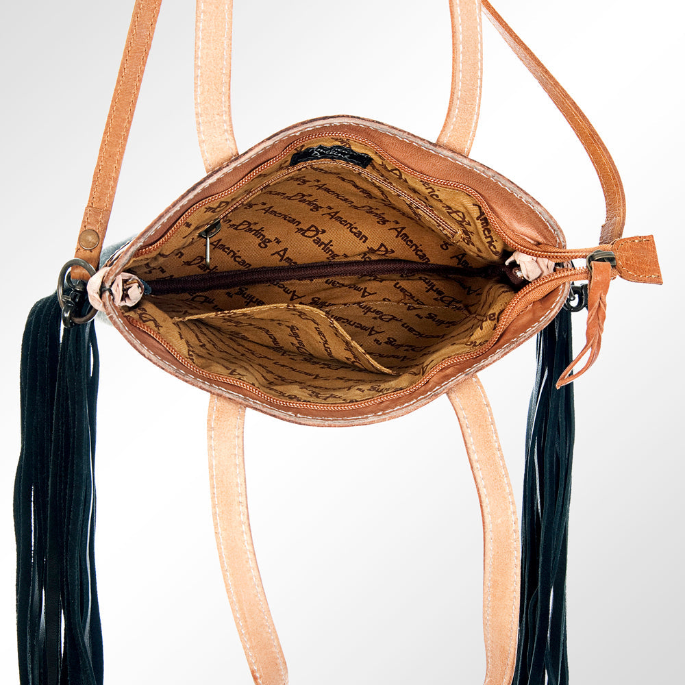 ADBGS124BKW American Darling Hand Tooled Hair On Genuine Leather Women Bag Western Handbag Purse