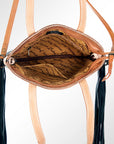 ADBGS124BKW American Darling Hand Tooled Hair On Genuine Leather Women Bag Western Handbag Purse