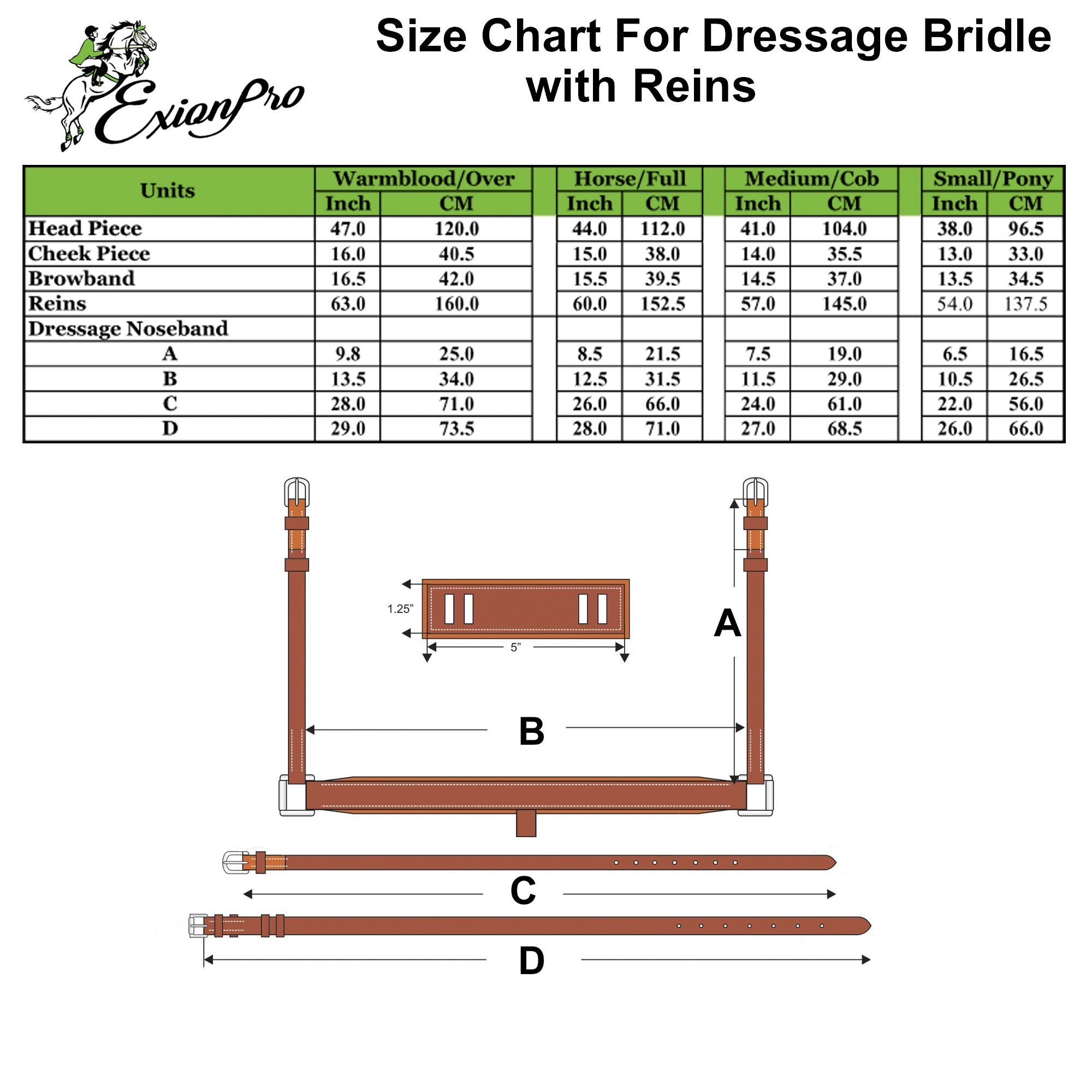 ExionPro Pressure Relief Crown Dressage Bridle with Web Reins