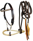 HILASON Western Horse Headstall American Leather Rawhide Bitless Rein