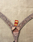 HILASON Western Horse Leather Headstall & Breast Collar Set Floral Roughout Dark Brown