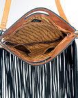 American Darling ADBG346BKWFRNG Clutch Hand Tooled Hair On Genuine Leather Women Bag Western Handbag Purse