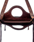 American Darling ADBG347BRAHBR Cross Body Hand Tooled Hair On Genuine Leather Women Bag Western Handbag Purse