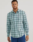 Men's Wrinkle Resist Long Sleeve Western Snap- Turquoise