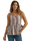 Retro Ladies Striped Punchy Peplum Tank Top