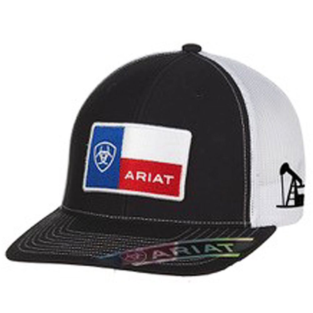 Ariat Signature Logo On Texas Flag Patch Block Men'S Cap Black