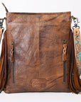 American Darling Messenger Hand Tooled Hair On Genuine Leather Women Bag Western Handbag Purse
