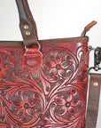 American Darling Tote Bag Handcrafted from Hand Tooled Floral Carved Genuine Leather with YKK Zipper