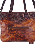 American Darling Small Cross body Bag Hand Tooled Floral Carved Leather with Fringes Western Crossbody Purse