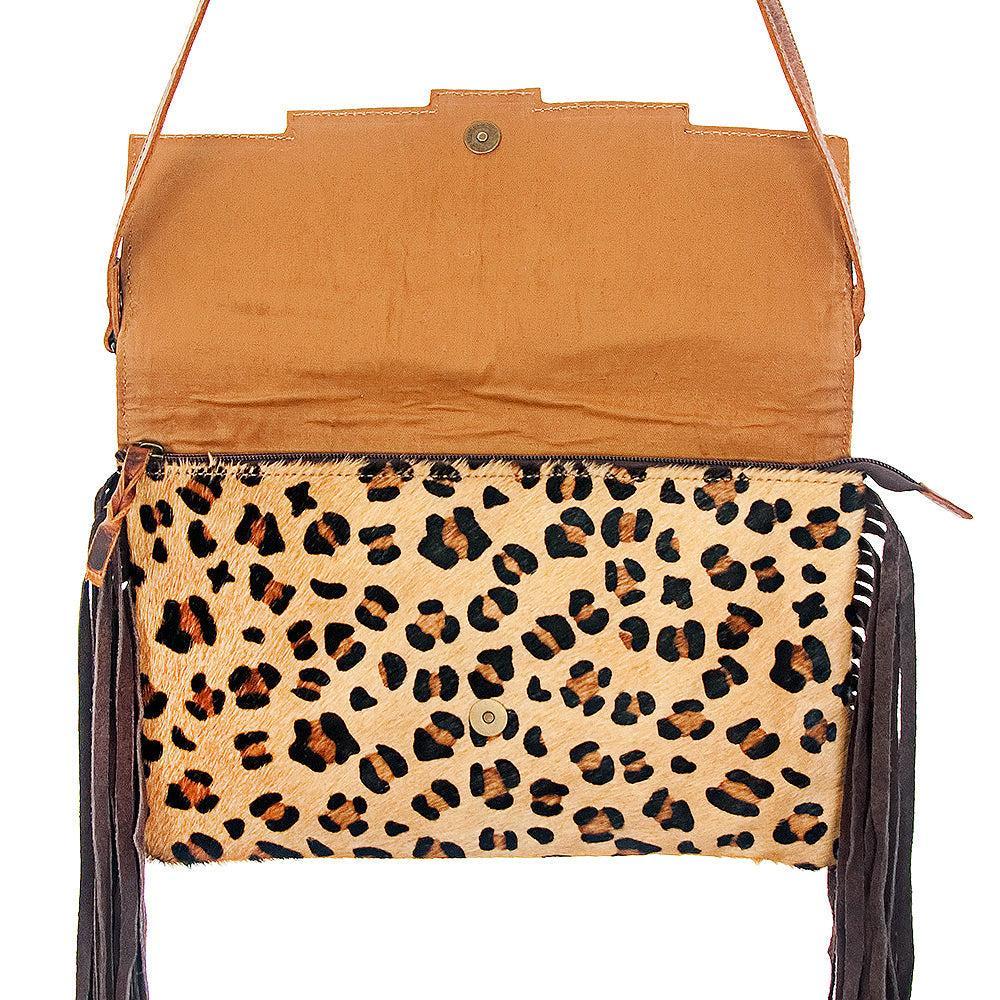 American Darling ADBG359CHE Envelope Hand Tooled Hair On Genuine Leather Women Bag Western Handbag Purse