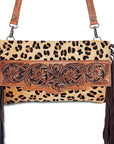 American Darling ADBG359CHE Envelope Hand Tooled Hair On Genuine Leather Women Bag Western Handbag Purse