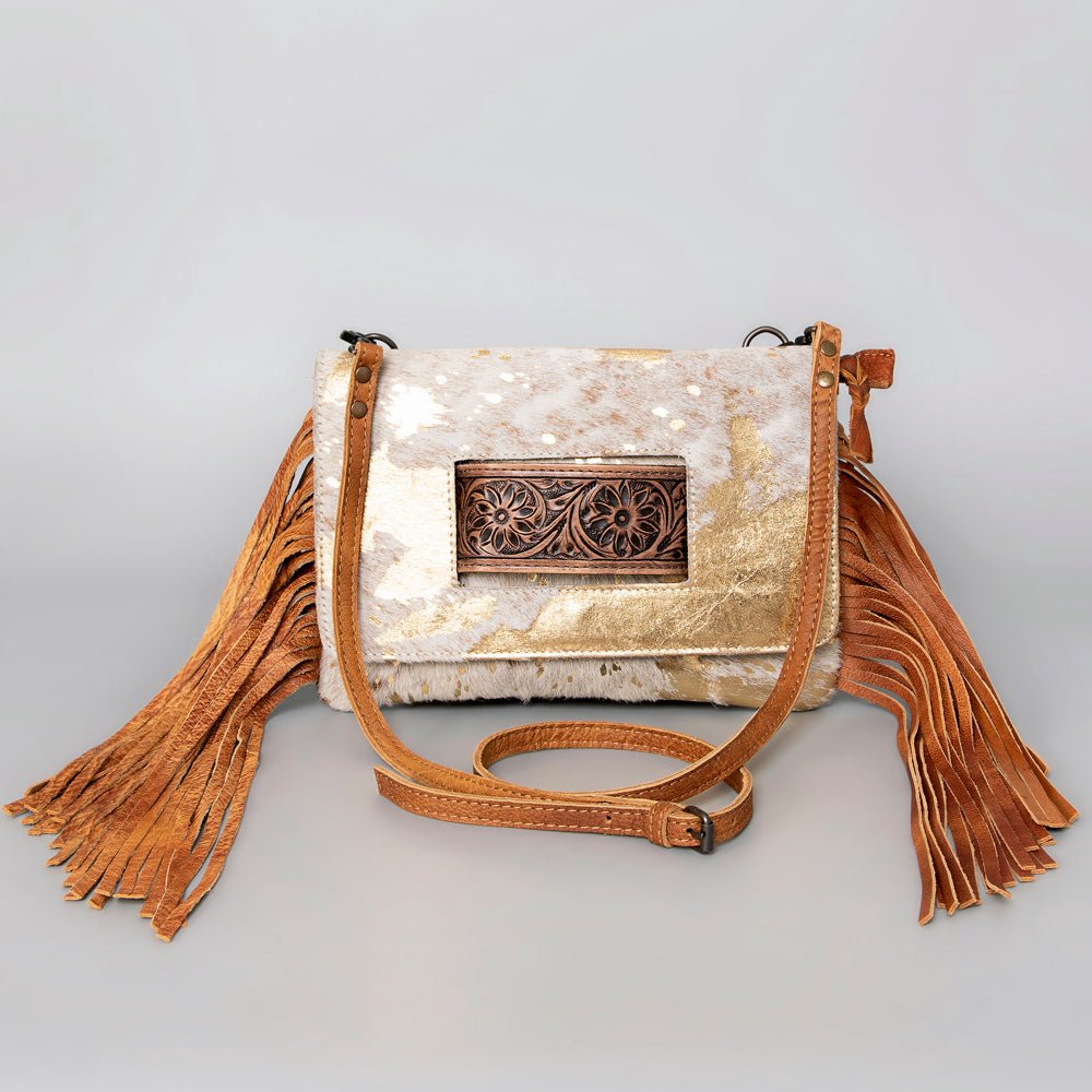 American Darling Hand Tooled Hair-On Genuine Leather Women Bag Western Handbag Purse