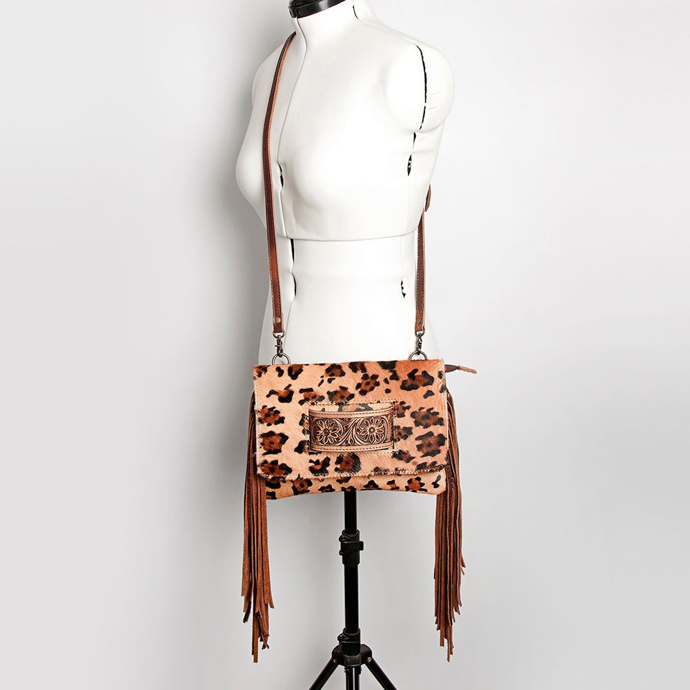 American Darling Hand Tooled Hair-On Genuine Leather Women Bag Western Handbag Purse