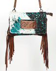 American Darling Hand Tooled Hair-On Genuine Leather Women Bag Western Handbag Purse