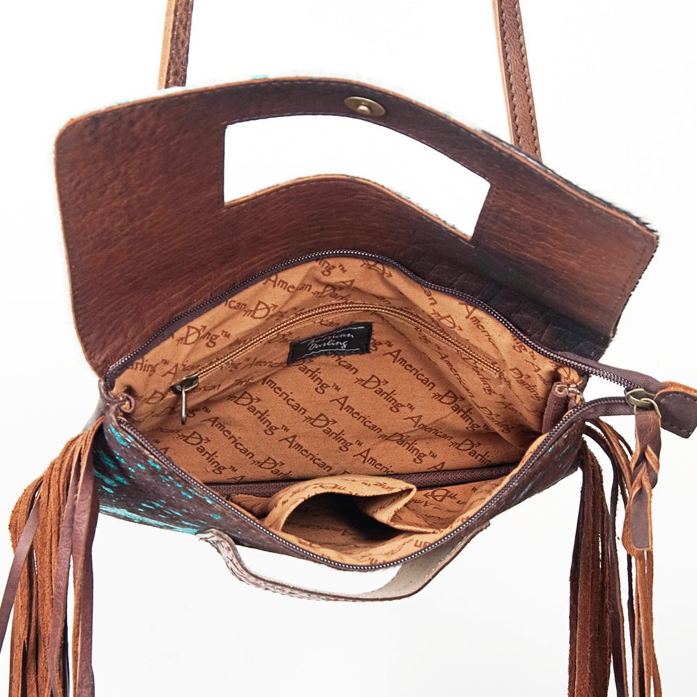 American Darling Hand Tooled Hair-On Genuine Leather Women Bag Western Handbag Purse