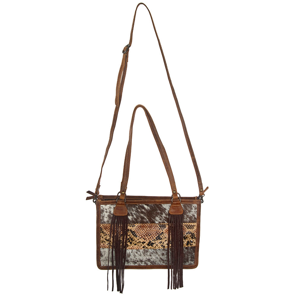 American Darling Tote Bag Handcrafted Hair-On Cowhide Genuine Leather with Fringes Western Purse