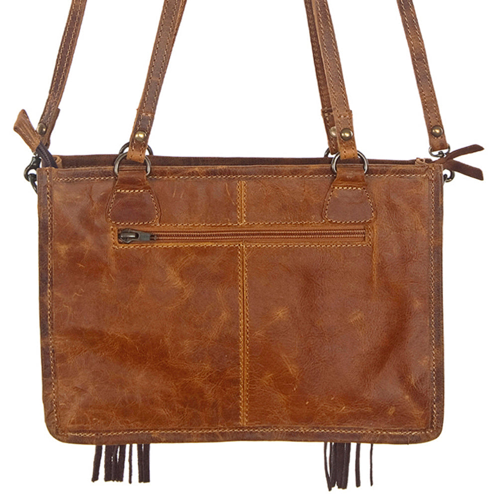 American Darling Tote Bag Handcrafted Hair-On Cowhide Genuine Leather with Fringes Western Purse