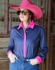 DENIM & HOT PINK PERFORMANCE RODEO SHIRT