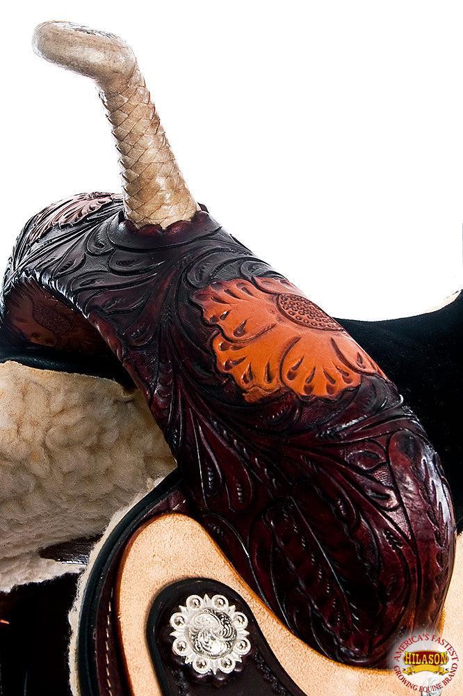 Flex Tree Western Horse Saddle In American Leather Barrel Trail By Hilason