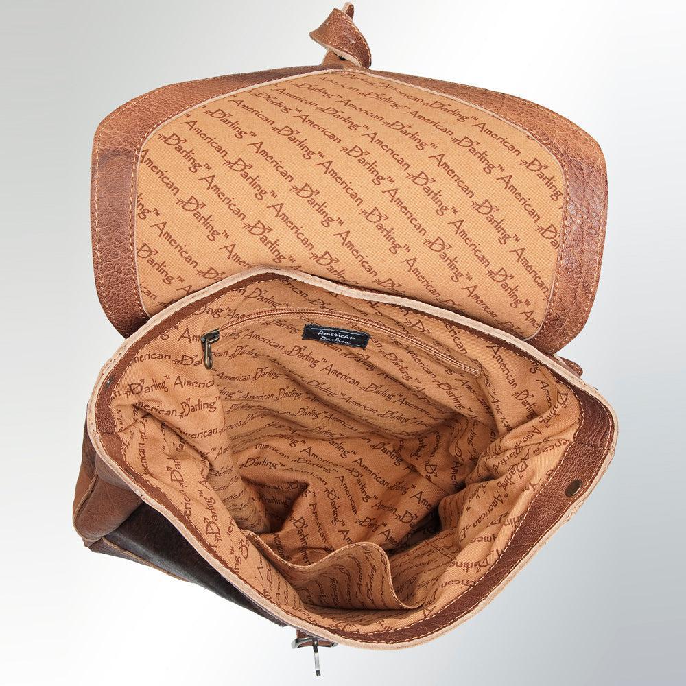 ADBG386BRWBR American Darling Hand Tooled Genuine Leather Women Bag Western Handbag Purse