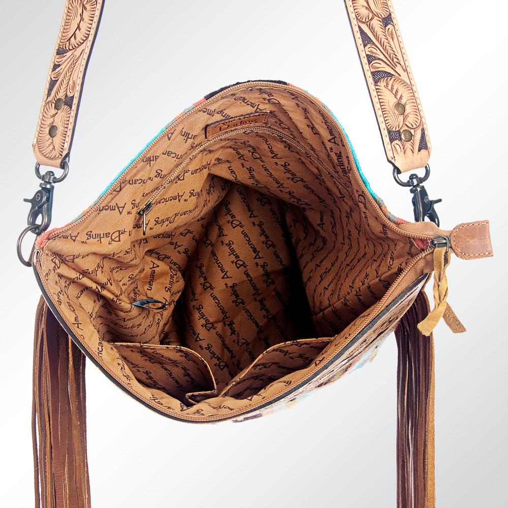 American Darling ADBG207DAR Signature Crossbody Hand Tooled Saddle Blanket Genuine Leather Women Bag Western Handbag Purse
