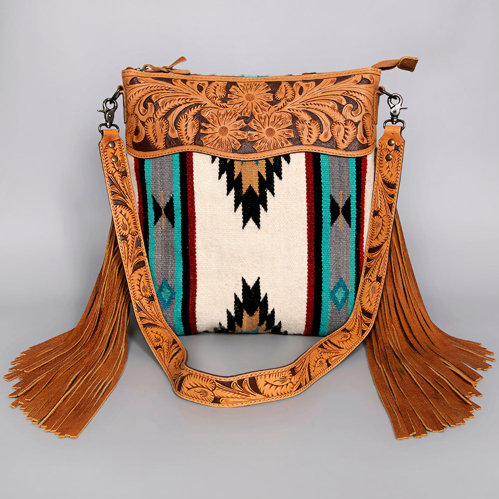 American Darling ADBG210DAR Signature Crossbody Hand Tooled Saddle Blanket Genuine Leather Women Bag Western Handbag Purse